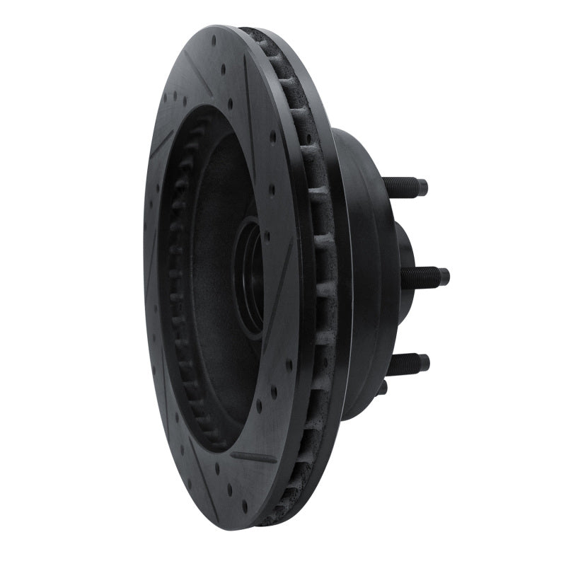 R1 Concepts R1 95-07 Ford E-350 Econoline Club Wagon Front Left Drilled & Slotted Black Brake Rotor