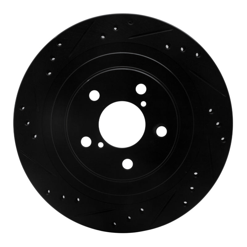 R1 Concepts R1 05-09 Subaru Legacy Rear Left Drilled & Slotted Black Brake Rotor