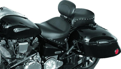Mustang Motorcycle Mustang 99-15 Yamaha Road Star 1600,1700 Wide Touring 2PC Seat w/Driver Backrest Studs - Black