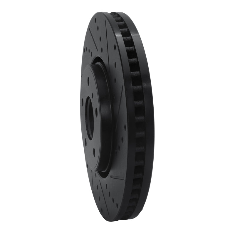R1 Concepts R1 05-14 Infiniti FX45 Front Right Drilled & Slotted Black Brake Rotor