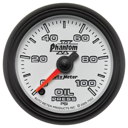 Autometer Phantom II 52mm Full Sweep Electronic 0-100 PSI Oil Pressure Gauge