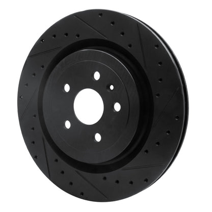 R1 Concepts R1 09-24 Cadillac CTS Rear Right Drilled & Slotted Black Brake Rotor