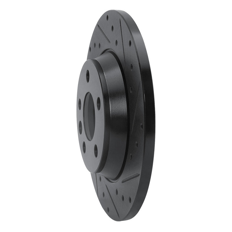 R1 Concepts R1 2001-2003 Volkswagen EuroVan Rear Right Drilled & Slotted Black Brake Rotor