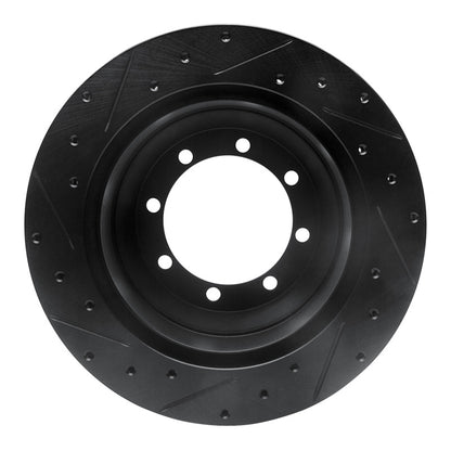 R1 Concepts R1 99-04 Ford F-350 Super Duty 4WD Rear Right Drilled & Slotted Black Brake Rotor