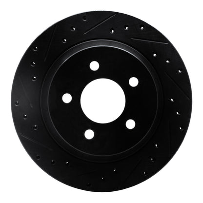 R1 Concepts R1 94-04 Ford Mustang Rear Left Drilled & Slotted Black Brake Rotor