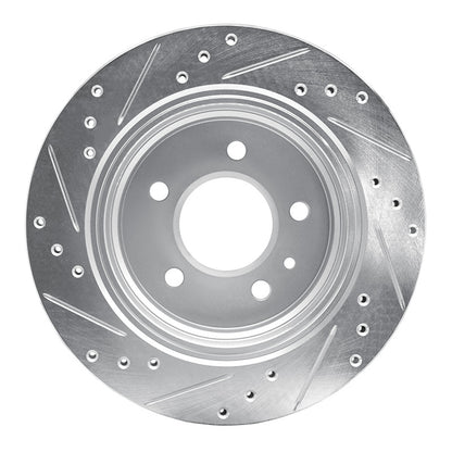 R1 Concepts R1 88-94 BMW 750IL Rear Right Drilled & Slotted Silver Brake Rotor