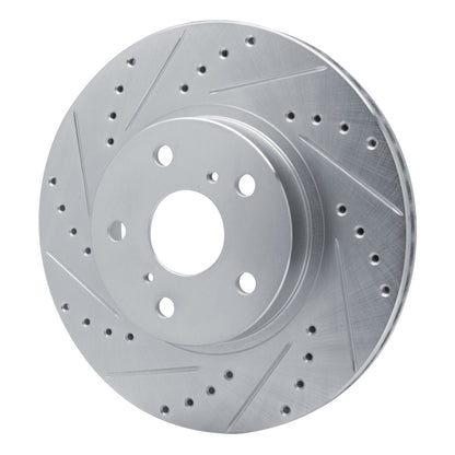 R1 Concepts R1 86-92 Toyota Supra Front Left Drilled & Slotted Silver Brake Rotor