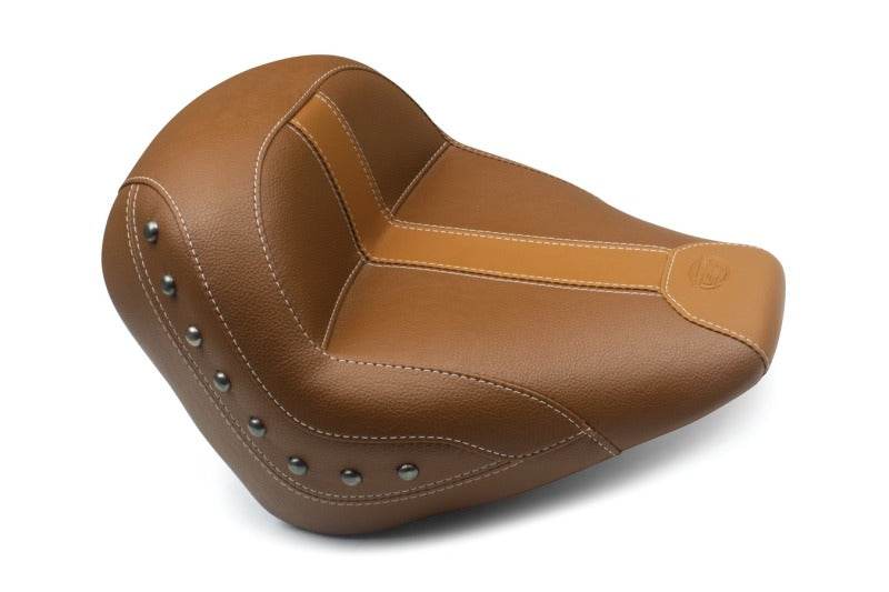 Mustang Motorcycle Mustang 15-21 Indian Scout Standard Touring Solo Seat w/Studs - Brown