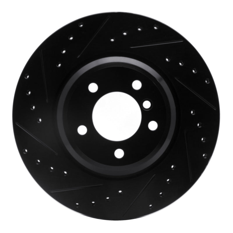 R1 Concepts R1 07-15 BMW 335I xDrive Front Left Drilled & Slotted Black Brake Rotor