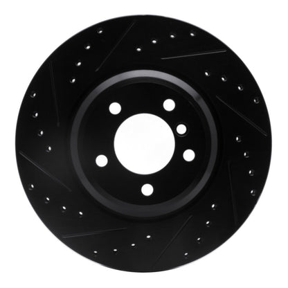 R1 Concepts R1 07-15 BMW 335I xDrive Front Left Drilled & Slotted Black Brake Rotor