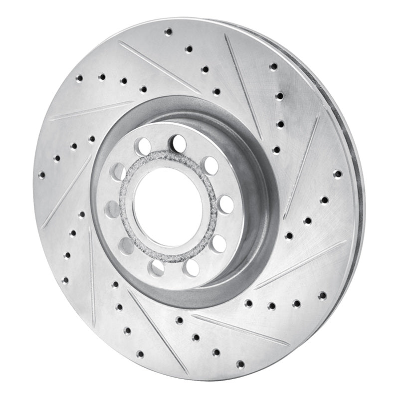 R1 Concepts R1 99-04 Audi S6 Front Right Drilled & Slotted Silver Brake Rotor