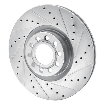 R1 Concepts R1 99-04 Audi S6 Front Right Drilled & Slotted Silver Brake Rotor