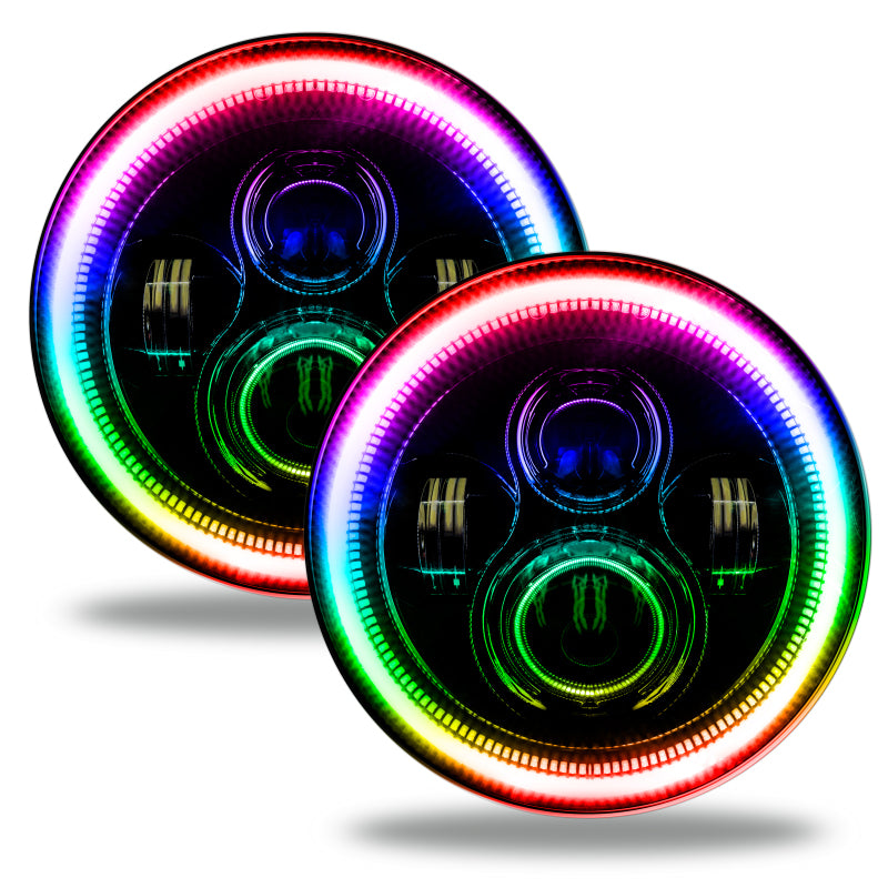 ORACLE Lighting Oracle 7in High Powered LED Headlights - Black Bezel - ColorSHIFT No Controller
