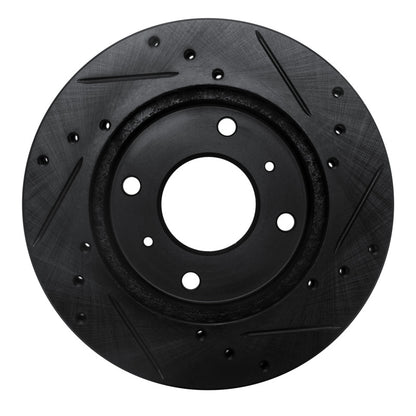 R1 Concepts R1 85-89 Nissan STANZA Front Left Drilled & Slotted Black Brake Rotor