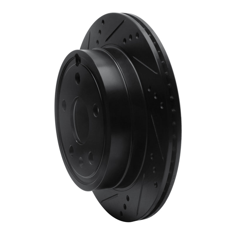 R1 Concepts R1 10-17 Chevrolet Equinox Rear Left Drilled & Slotted Black Brake Rotor