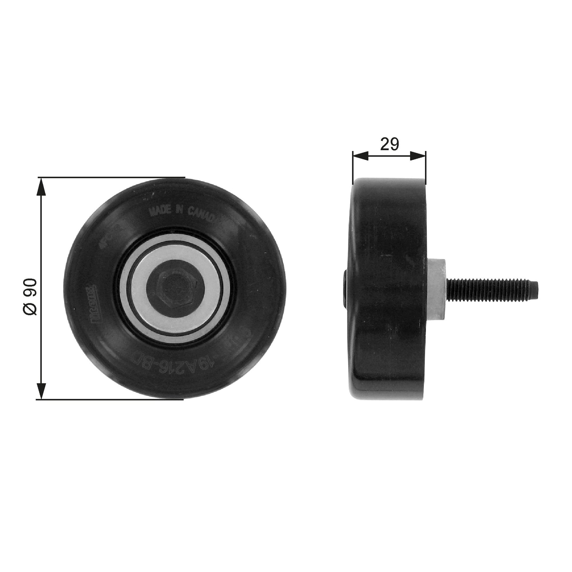 GATES GATT36089 V-Ribbed Belt Deflection/Guide Pulley