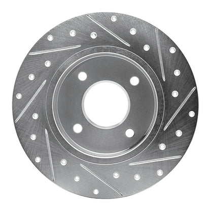 R1 Concepts R1 04-06 Nissan Sentra Rear Left Drilled & Slotted Silver Brake Rotor