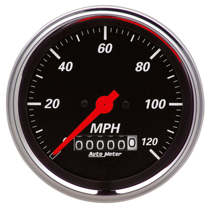 Autometer Designer Black 3-3/8in Electrical 120MPH Speedometer w/ Wheel Odometer