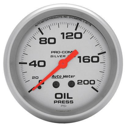 AutoMeter Gauge Oil Press 2-5/8in. 200PSI Liquid Filled Mech Ultra-Lite