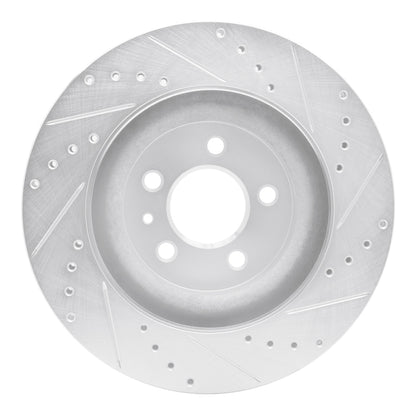 R1 Concepts R1 11-14 Ford Mustang Front Left Drilled & Slotted Silver Brake Rotor