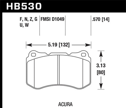 Hawk Performance Hawk 07-08 Acura TL Type S Performance Ceramic Street Front Brake Pads