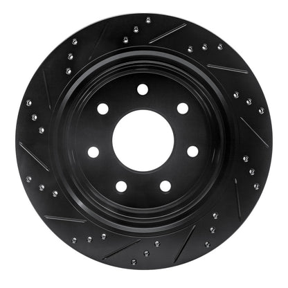 R1 Concepts R1 12-14 Ford F-150 RWD Rear Right Drilled & Slotted Black Brake Rotor
