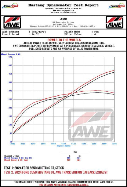 AWE Tuning AWE 2024 Ford Mustang GT Fastback S650 RWD Track Edition Cat-Back Exhaust w/ Dual Chrome Silver Tips