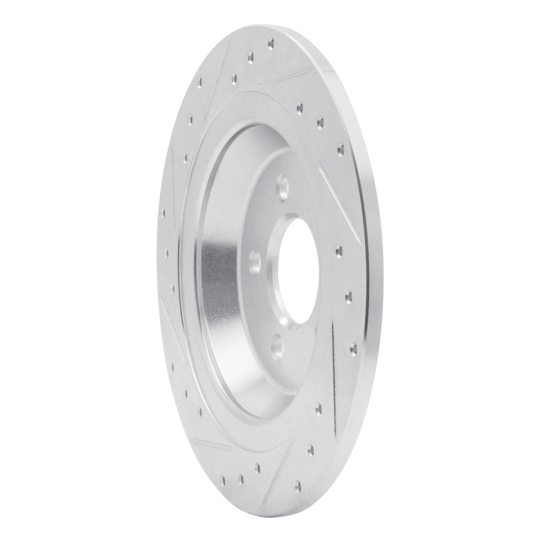 R1 Concepts R1 15-23 Ford Mustang Rear Right Drilled & Slotted Silver Brake Rotor