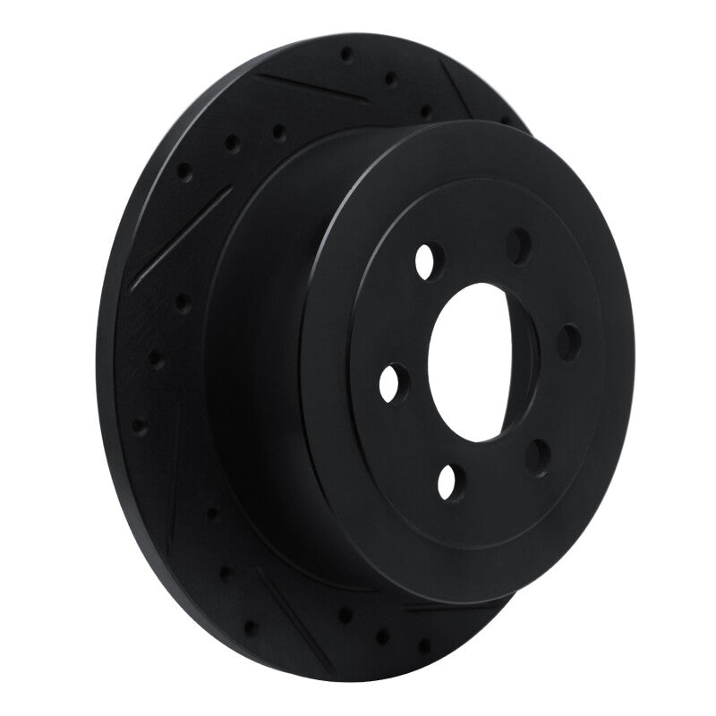 R1 Concepts R1 03-04 Dodge Dakota RWD Rear Right Drilled & Slotted Black Brake Rotor