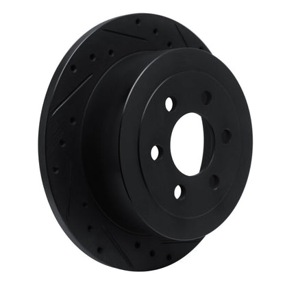R1 Concepts R1 03-04 Dodge Dakota RWD Rear Right Drilled & Slotted Black Brake Rotor