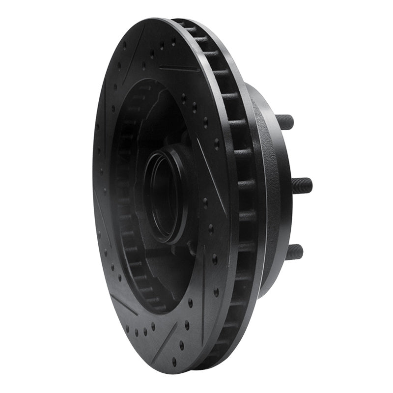 R1 Concepts R1 71-95 Chevrolet C20 Pickup Front Right Drilled & Slotted Black Brake Rotor