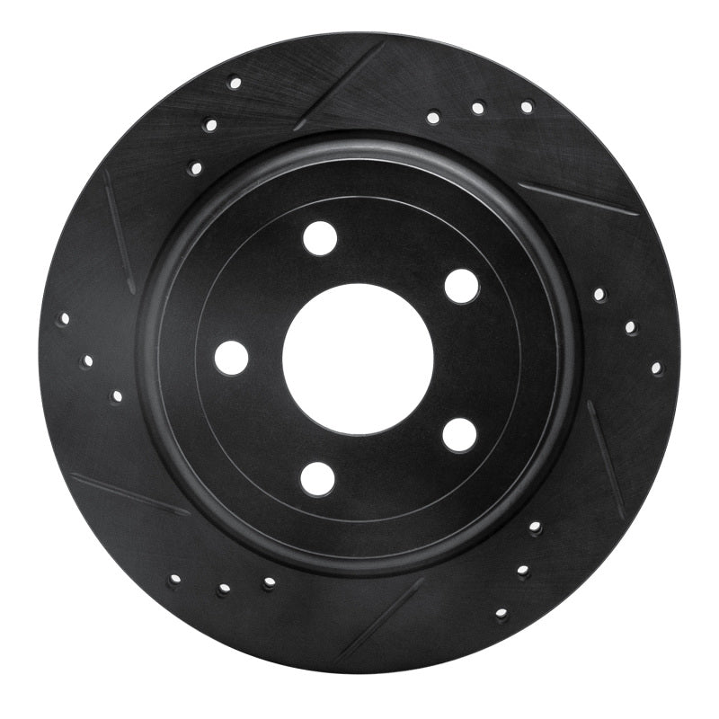 R1 Concepts R1 08-10 Chevrolet Cobalt Rear Left Drilled & Slotted Black Brake Rotor