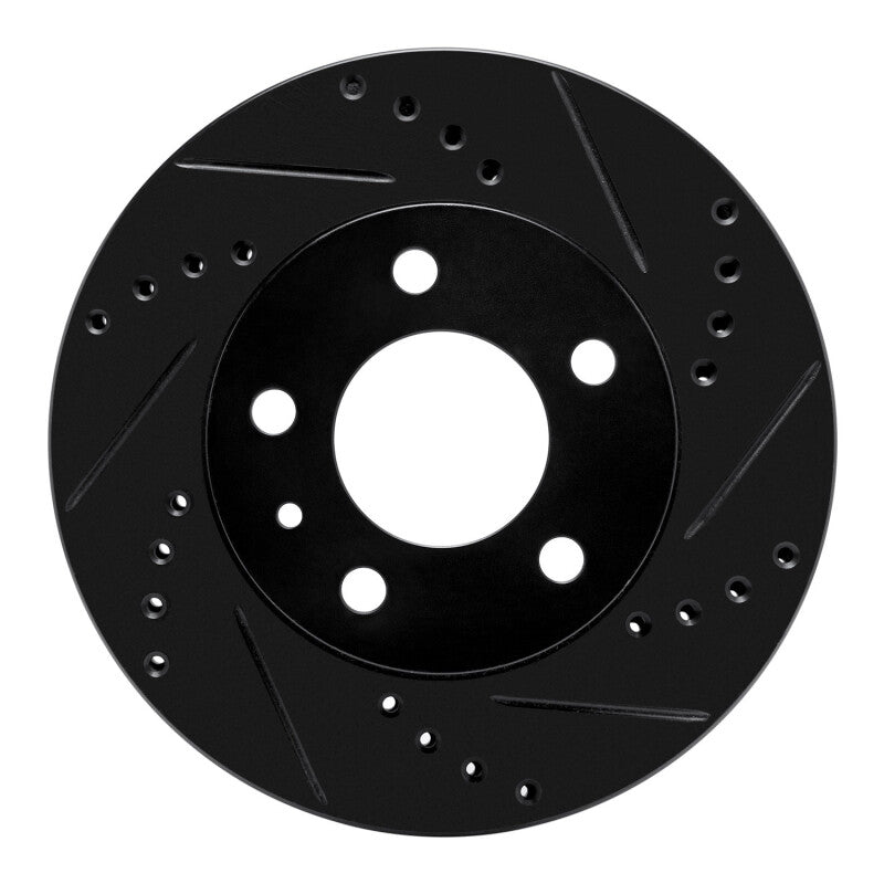 R1 Concepts R1 82-90 Volvo 740 Front Right Drilled & Slotted Black Brake Rotor