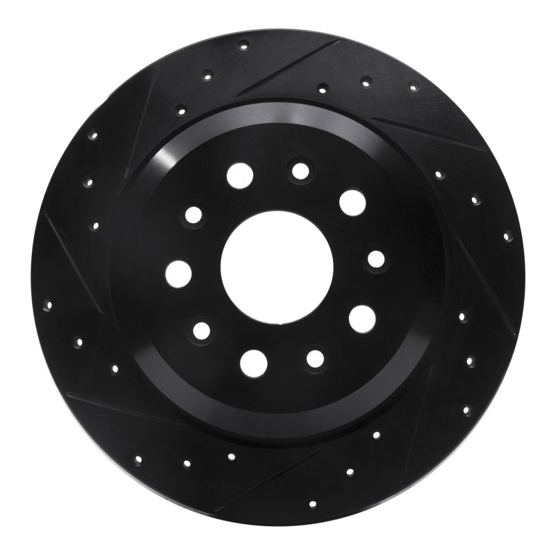 R1 Concepts R1 18-25 Jeep Wrangler Rear Left Drilled & Slotted Black Brake Rotor