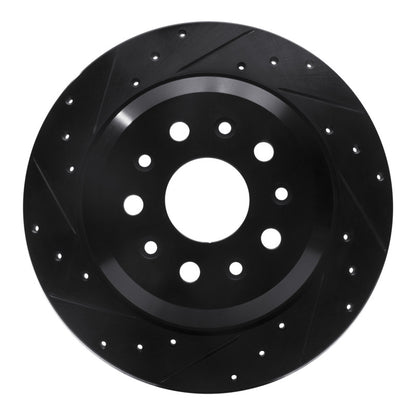 R1 Concepts R1 18-25 Jeep Wrangler Rear Left Drilled & Slotted Black Brake Rotor