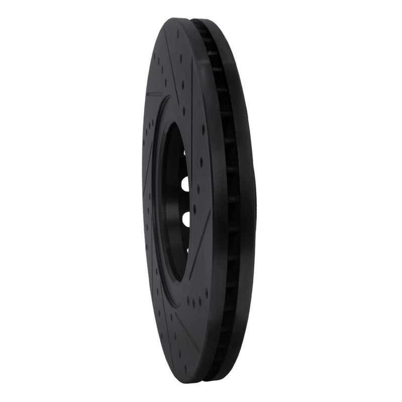 R1 Concepts R1 00-03 Audi A8 Front Left Drilled & Slotted Black Brake Rotor