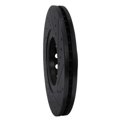 R1 Concepts R1 00-03 Audi A8 Front Left Drilled & Slotted Black Brake Rotor