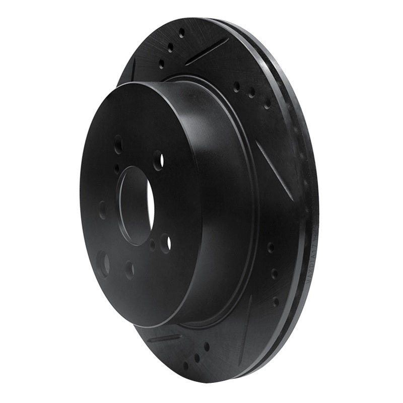 R1 Concepts R1 14-18 Subaru Forester Rear Left Drilled & Slotted Black Brake Rotor