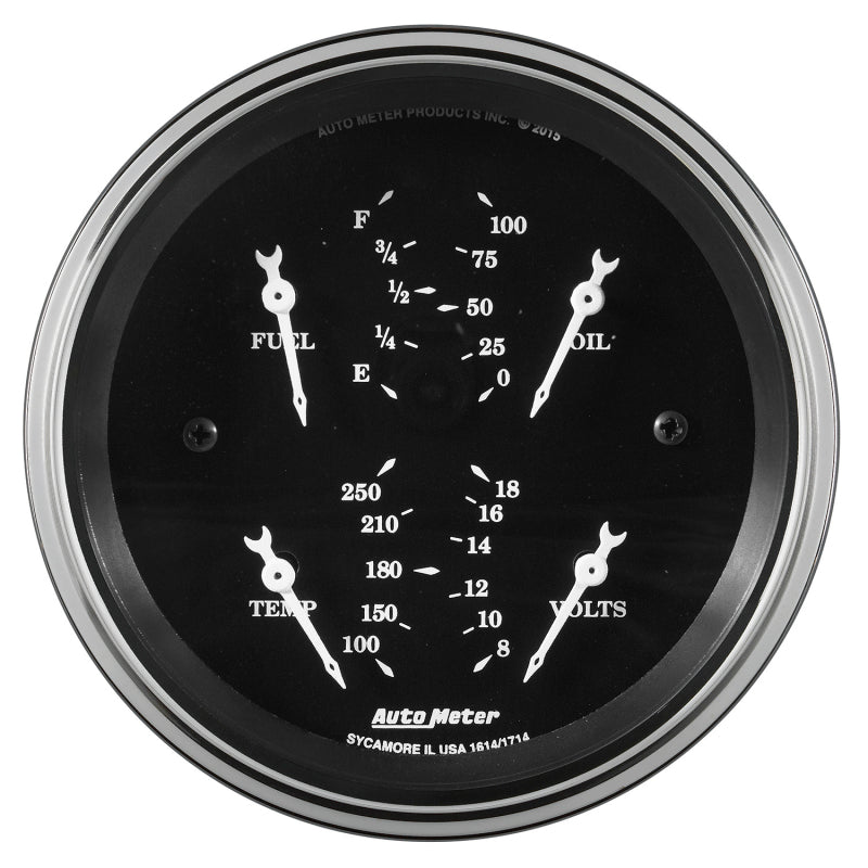 AutoMeter Auto Meter Gauge Dual Fuel & OILP 3 3/8in 240E-33F & 100psi Elec Old Tyme Blk