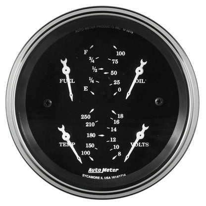 AutoMeter Auto Meter Gauge Dual Fuel & OILP 3 3/8in 240E-33F & 100psi Elec Old Tyme Blk