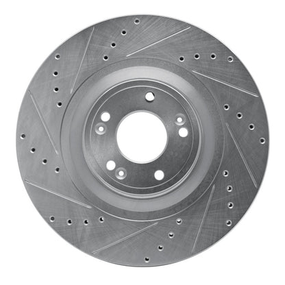 R1 Concepts R1 12-17 Genesis G80 Front Left Drilled & Slotted Silver Brake Rotor