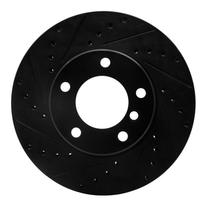 R1 Concepts R1 96-03 BMW 528I Front Left Drilled & Slotted Black Brake Rotor