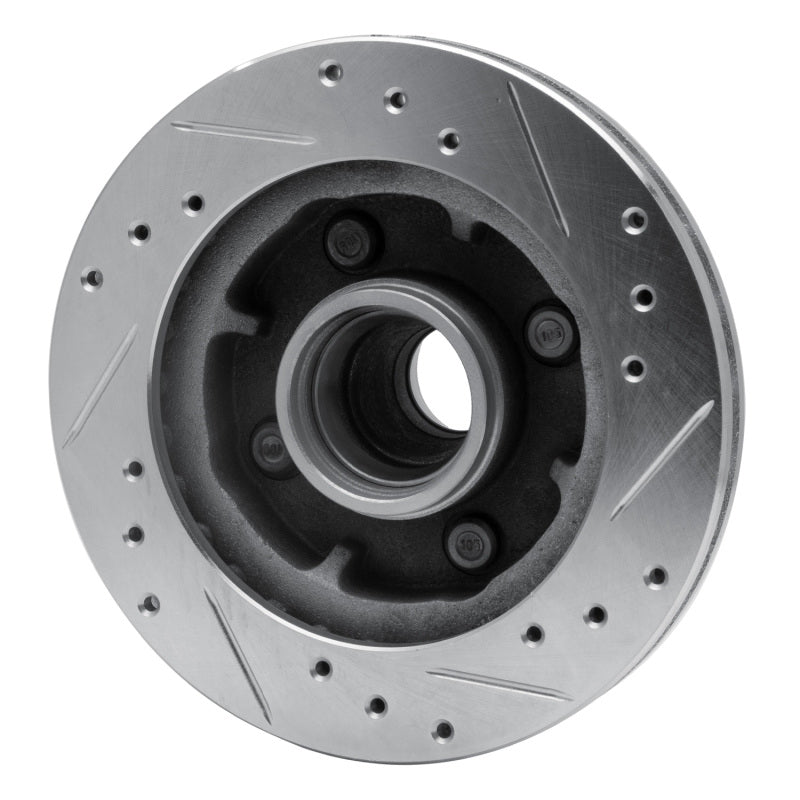 R1 Concepts R1 74-80 Ford Mustang II Front Left Drilled & Slotted Silver Brake Rotor
