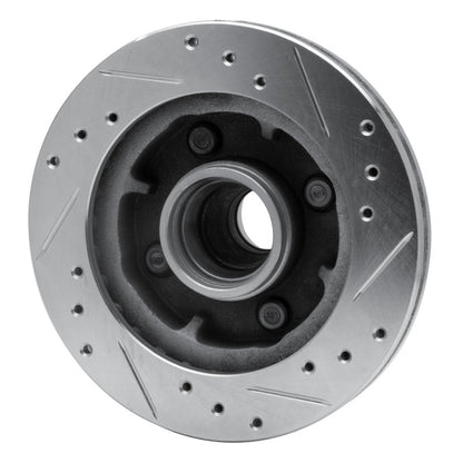 R1 Concepts R1 74-80 Ford Mustang II Front Left Drilled & Slotted Silver Brake Rotor