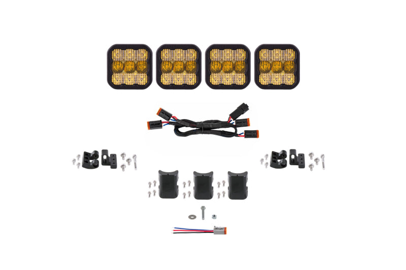 Diode Dynamics SS5 Pro Universal CrossLink 4-Pod Lightbar - Yellow Combo