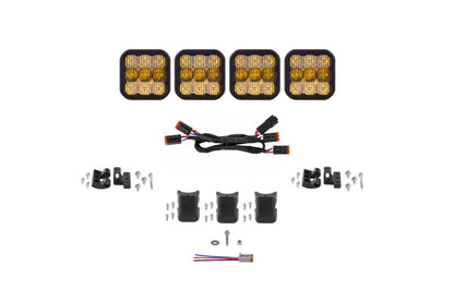 Diode Dynamics SS5 Pro Universal CrossLink 4-Pod Lightbar - Yellow Combo