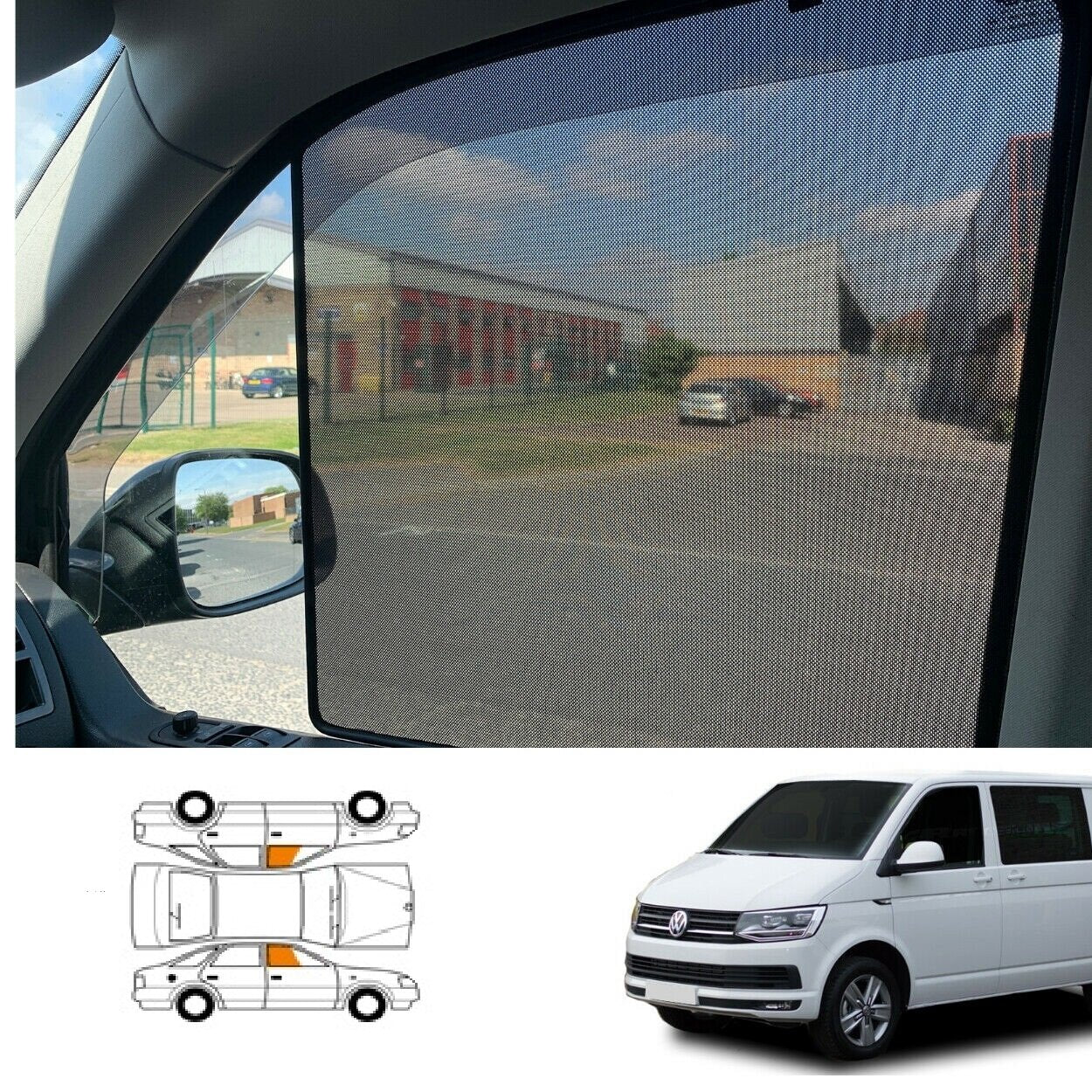 Heyner TROVWT5cF Volkswagen Transporter T5 With Cut - Front Windows Shades Set Of 2Pcs.