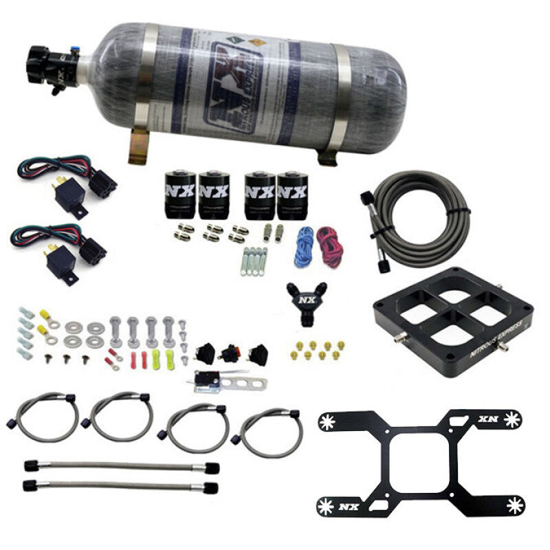 Nitrous Express Dominator Dual Stage Billet Crossbar Nitrous Kit (50-300 & 100-500HP) w/Comp Bottle
