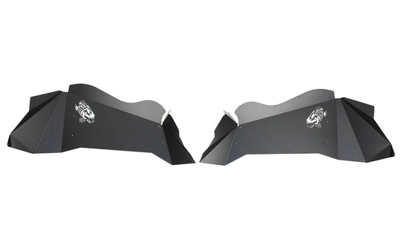 Fishbone Offroad 07-18 Jeep Wrangler JK Logo Aluminum Inner Fenders - Black Powdercoat