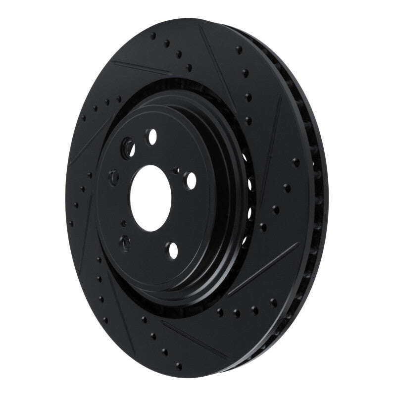 R1 Concepts R1 20-25 Lexus RX350 Front Right Drilled & Slotted Black Brake Rotor